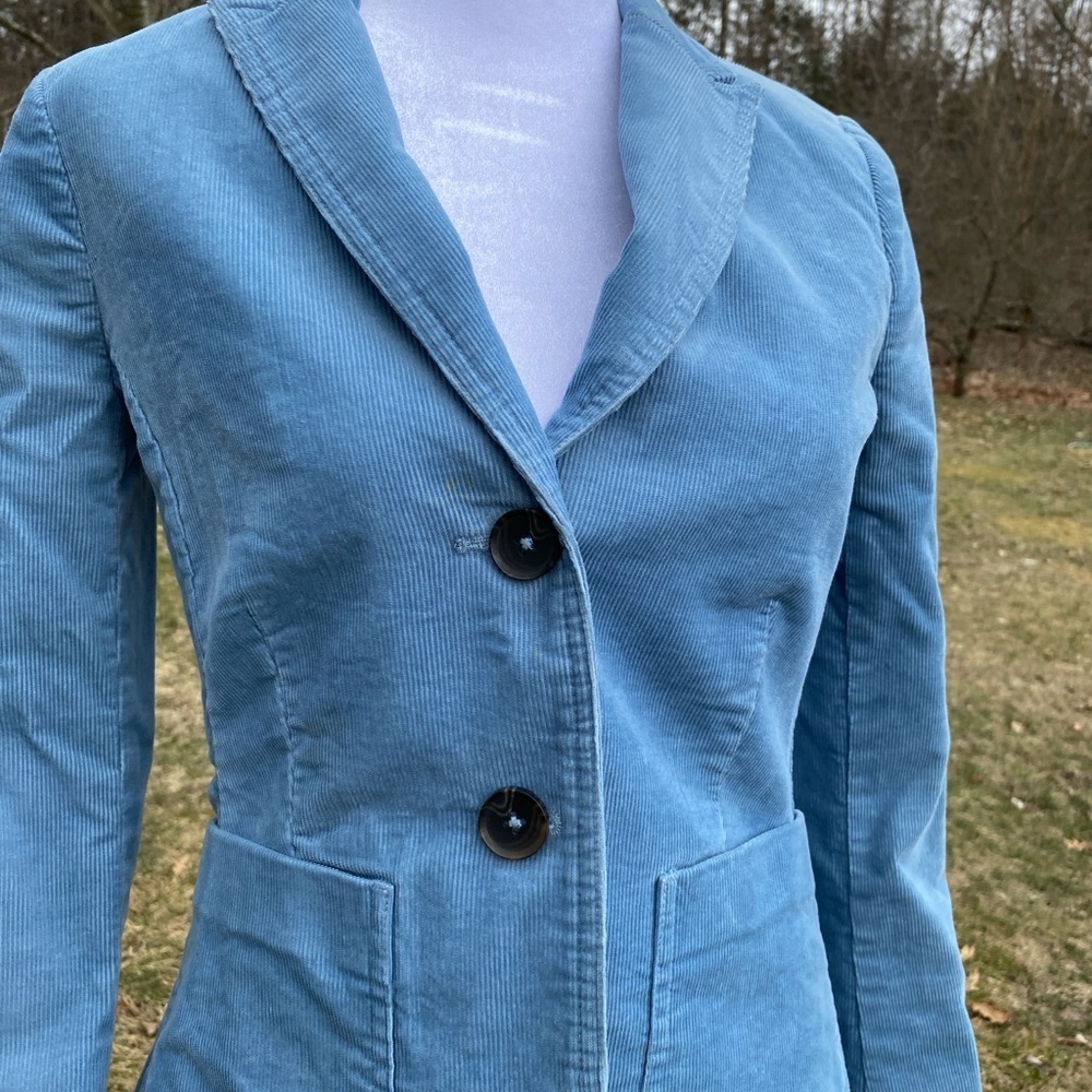 Boden Blue Corduroy Tailored Blazer Jacket Size 2P - Picture 3 of 12